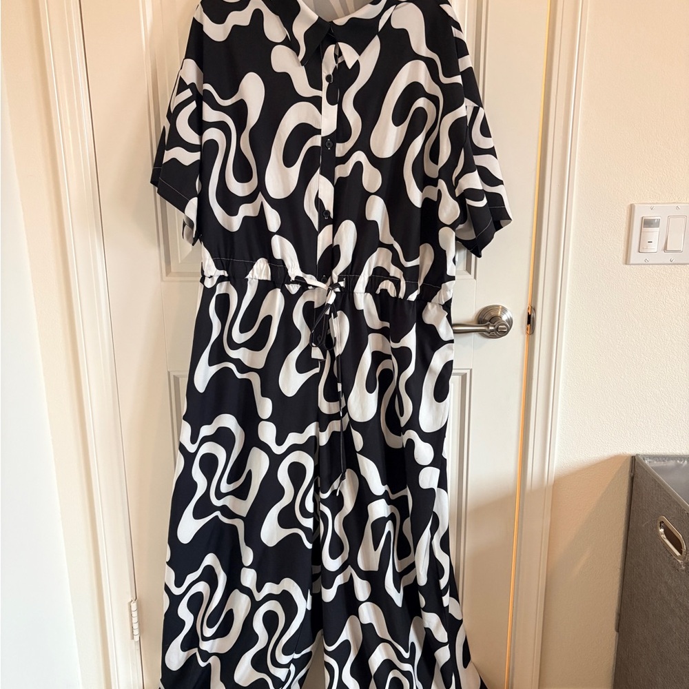 Cider Black and White Abstract Jumpsuit
